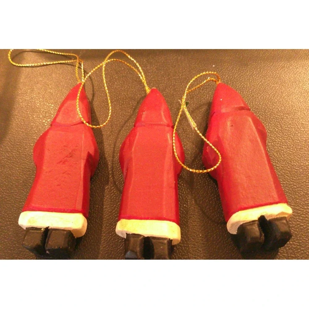 Santa Claus Teddy Bear Christmas Tree Holiday Ornaments Set Of 3 Wood‎
